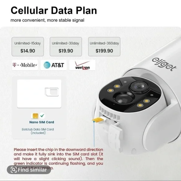 4G LTE Cellular Security Camera, No Wifi Security Camera, 2.5K Solar Camera Outd